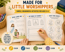 Load image into Gallery viewer, Sacrament Meeting Activity Book for Kids Ages 3–6 | LDS Quiet Church Activities & Stickers