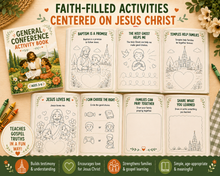 Load image into Gallery viewer, General Conference Activity Book for Kids Ages 3–6 | LDS Coloring, Activities & Stickers