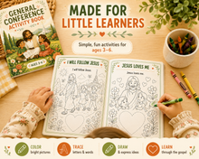 Load image into Gallery viewer, General Conference Activity Book for Kids Ages 3–6 | LDS Coloring, Activities &amp; Stickers
