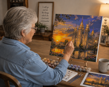 Load image into Gallery viewer, Salt Lake Temple at Sunset | Paint by Number Kit
