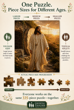 Load image into Gallery viewer, He Is Risen diagram illustrating large, medium, and small puzzle pieces across the Resurrection scene.
