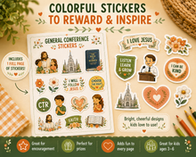 Load image into Gallery viewer, General Conference Activity Book for Kids Ages 3–6 | LDS Coloring, Activities &amp; Stickers
