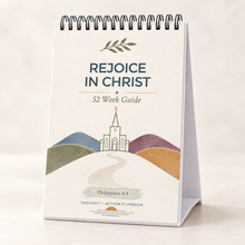 Load image into Gallery viewer, Rejoice in Christ 52 Week Guide with top spiral binding and temple cover artwork
